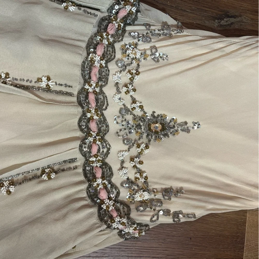 Vintage Y2K 100% Silk Beaded Dress Flapper Dress Vintage Silk Dress Fairy - Picture 6 of 9
